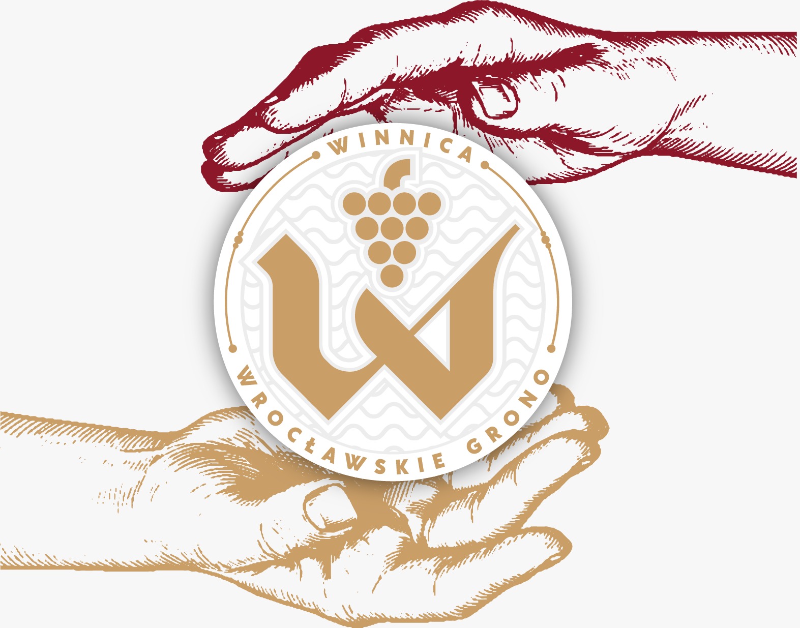 Logo Winnicy Wrocławskie Grono trzymane w dłoniach